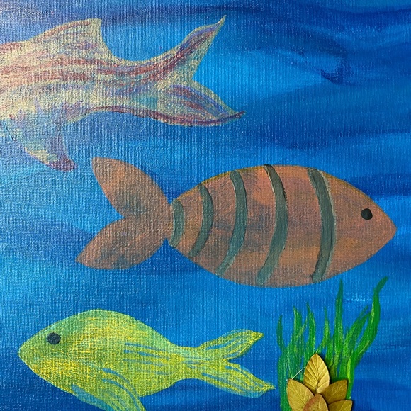 Under the Sea Original Fish Painting 16” x 12” Handmade Home Decor Art - Picture 10 of 12